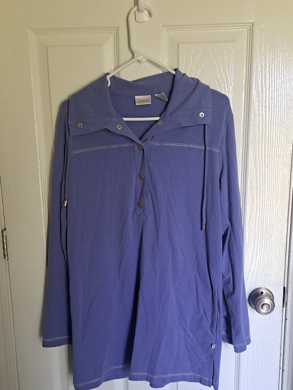 Chico's Periwinkle Pullover Tunic Hoodie